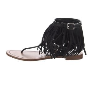 Prada black suede fringed sandals IT size 40 US size 10
